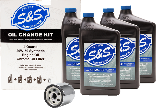 S&S CYCLE Oil Change Kit - Black Filter - '84-'99 Big Twin/'86-'22 Sportster - 4 US quarts 218941