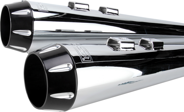 BASSANI XHAUST Megaphone Mufflers - Chr/Blk - Fluted - Performance Baffle FLH-517RL