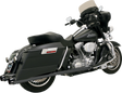 BASSANI XHAUST Megaphone Mufflers - Blk/Blk - Fluted - Performance Baffle FLH-517LRB