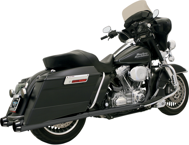 BASSANI XHAUST Megaphone Mufflers - Blk/Blk - Fluted - Performance Baffle FLH-517LRB