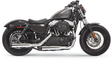 BASSANI XHAUST Firepower Series Slip-On Mufflers - Chrome/Black - Fluted - Sportster 1X27T