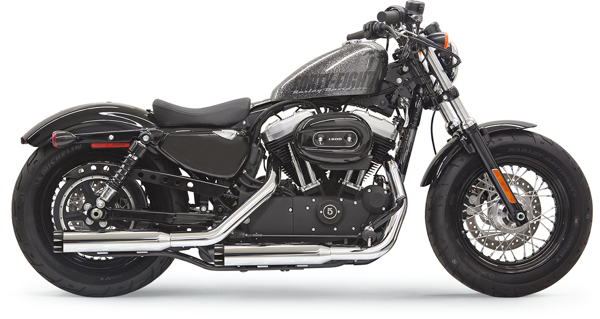 BASSANI XHAUST Firepower Series Slip-On Mufflers - Chrome/Black - Fluted - Sportster 1X27T