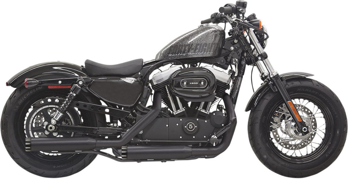BASSANI XHAUST Firepower Series Slip-On Mufflers - Black - Fluted - Sportster 1X27TB