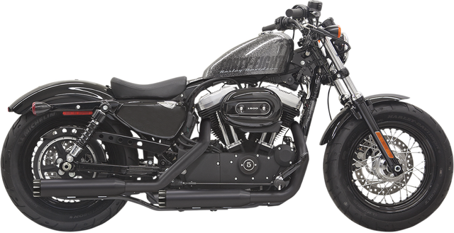 BASSANI XHAUST Firepower Series Slip-On Mufflers - Black - Fluted - Sportster 1X27TB