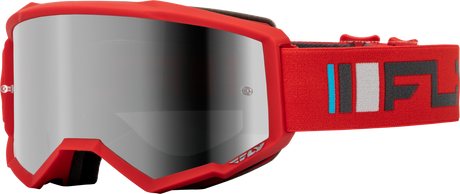 Fly Racing Zone Goggle Red/Charcoal with Silver Mirror/Smoke Lens - Compatible with ATV, Motorcycle, and Off-Road Vehicles