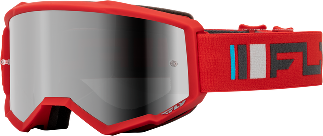Fly Racing Youth Zone Goggle Red/Charcoal with Silver Mirror and Smoke Lens - Universal Fit for Youth and Adult Helmets