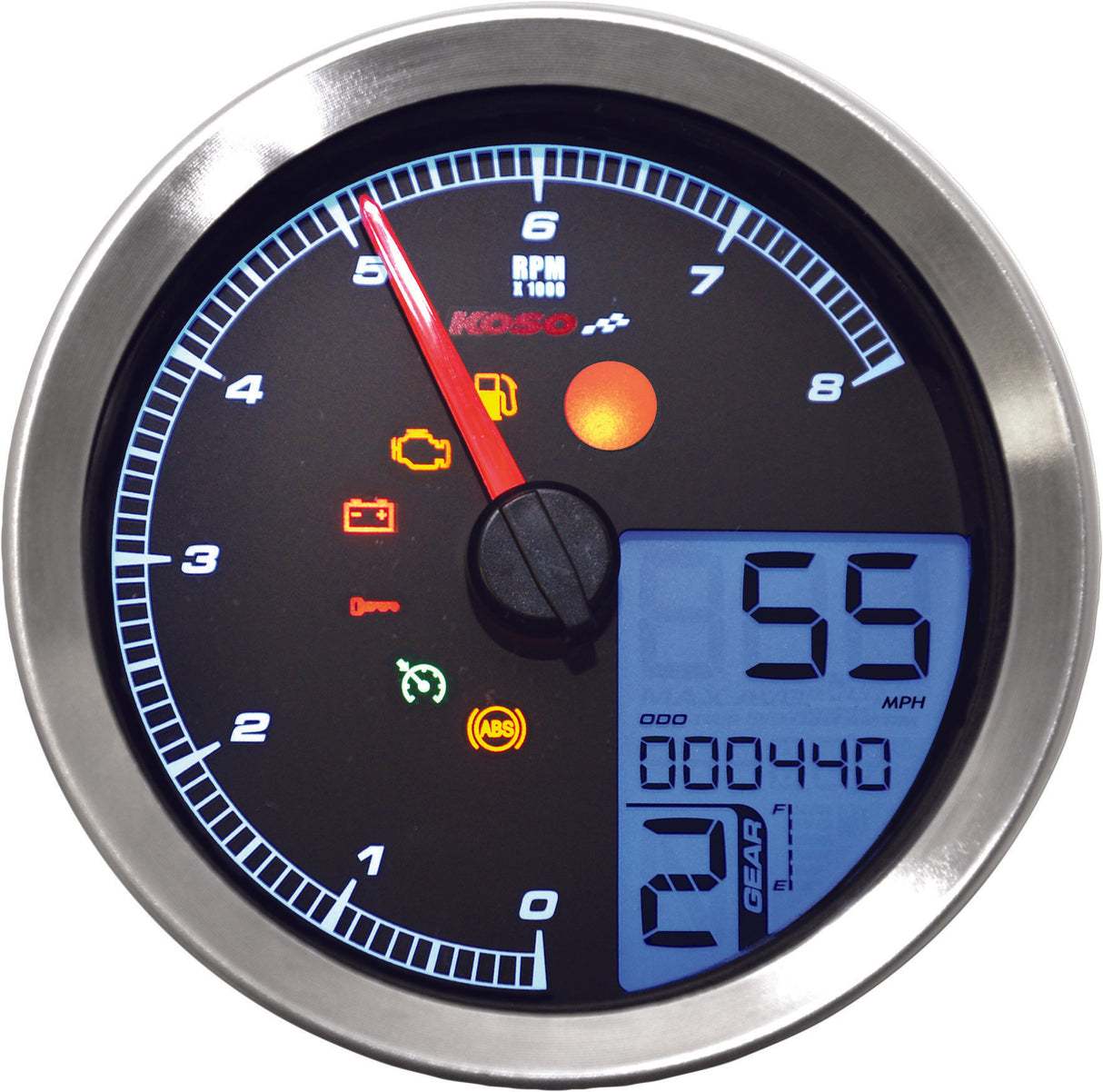 KOSO BA051221 Speedo / Tach Sil Bezel LCD Color Change Display for Harley Davidson XL1200T, FXDLS, XL1200CX, and XL883N Models