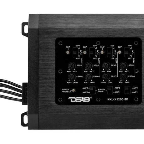 DS18 NXL-X1200.8D 8-Channel Class-D Power Amplifier for Powersports Vehicles with IP67 Waterproof Rating