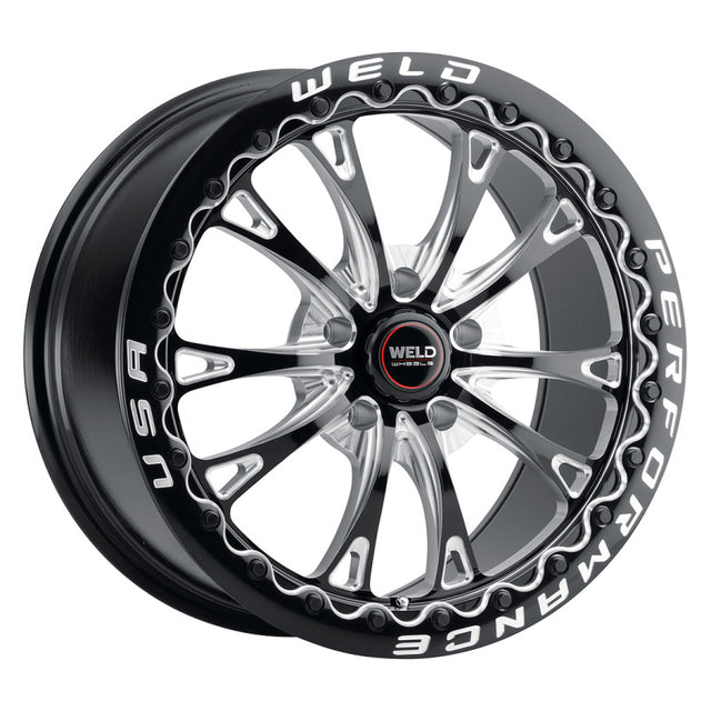 Weld S908 18x10 Belmont Drag Beadlock Wheel - Gloss Black Finish, 5x114.3 Bolt Pattern, ET30 Offset