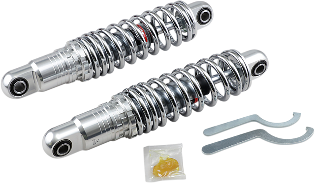 Drag Specialties C16-0162H Premium Ride-Height Adjustable Shocks for Harley-Davidson Touring Models, 12 Inch, Heavy Duty Chrome