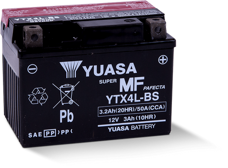 Yuasa YTX4L-BS Maintenance Free AGM 12-Volt Battery w/Bottle