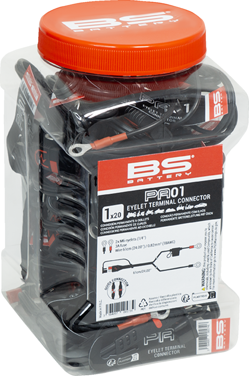 BS BATTERY Eyelet Connector - Battery - Wire Terminal - Black/Red - 20 Pack 700573