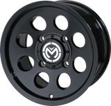 Moose Offroad 26x7 Inch Front Wheel with Black Finish - 4x110 Bolt Pattern, 4+3 Offset, Fits Jeep, Toyota, Ford Vehicles - Part Number 26MO127110GB4