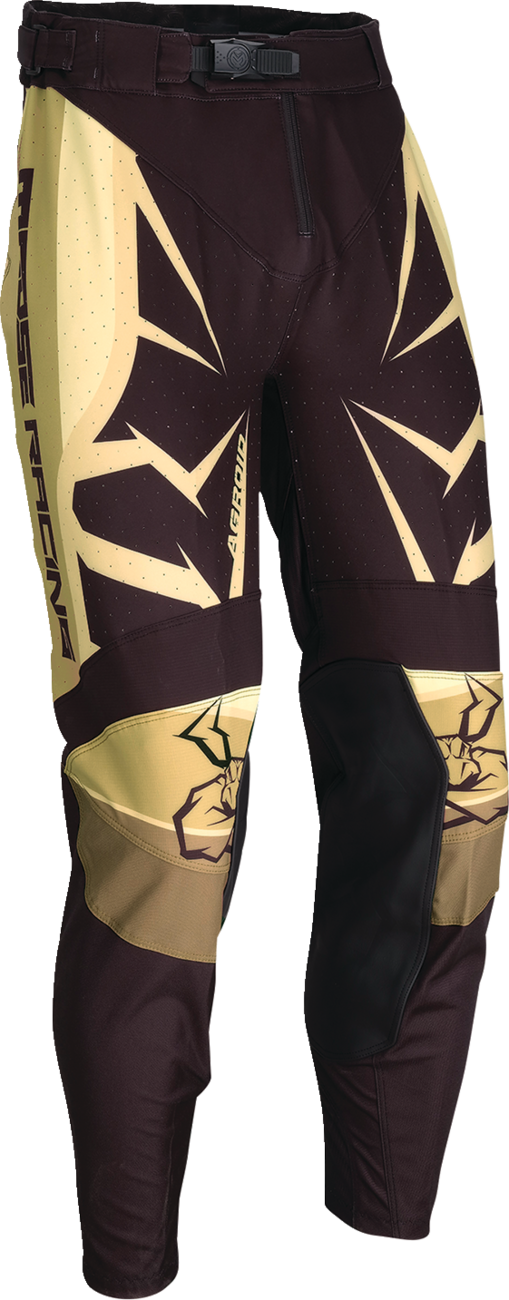 Moose Offroad Agroid Pants - Brown/Black US 28 Slim Fit with Ventilated Panels and Full Grain Leather Inner Knees