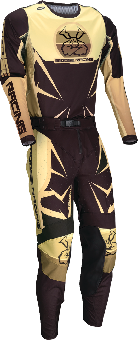 Moose Offroad Agroid Pants - Brown/Black US 28 Slim Fit with Ventilated Panels and Full Grain Leather Inner Knees