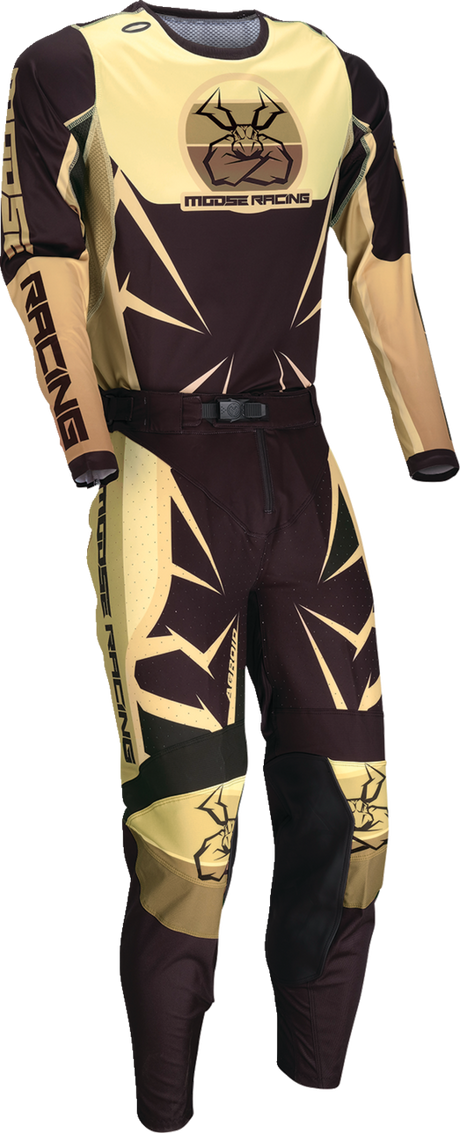 Moose Offroad Agroid Pants - Brown/Black US 28 Slim Fit with Ventilated Panels and Full Grain Leather Inner Knees