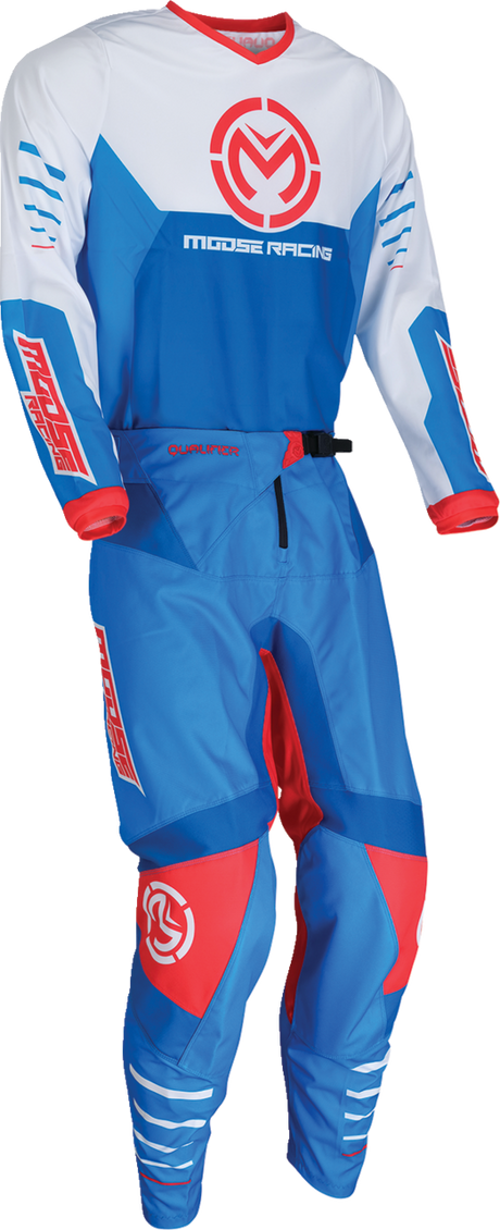 MOOSE OFFROAD Qualifier® Pants - Red/White/Blue for UTV, ATV, and Dirt Bikes (US 30) - Part Number 2901-11809