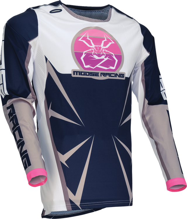 Moose Offroad Agroid Jersey - Navy/White Medium for UTV, ATV, and Off-Road Vehicles - Part 2910-8139