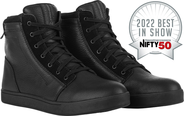 Highway 21 Axle Leather Waterproof Motorcycle Shoes – Black, Size 8 – Compatible with Harley-Davidson, Honda, Yamaha, Suzuki, Kawasaki