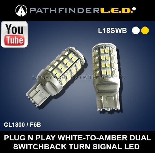 PATHFINDER L18SWB LED Turn Signal Bulbs Switchback White/Amber for Motorcycle and Automotive Use