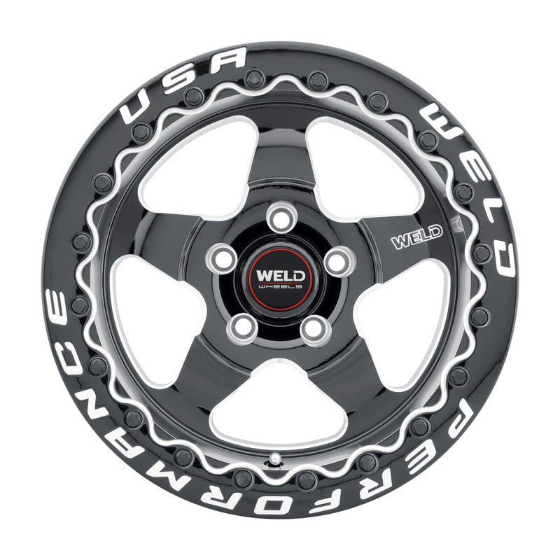 Weld S904 15x10 Ventura Beadlock Wheel with Gloss Black Finish - 5x114.3 Bolt Pattern, ET51 Offset, 78.1mm Center Bore