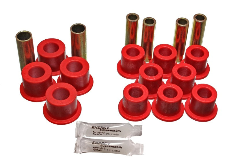 Energy Suspension 7.2102R Front and Rear Leaf Spring Bushing Set for 1987-1997 Nissan Pickup and D21 Models with 4WD, Red