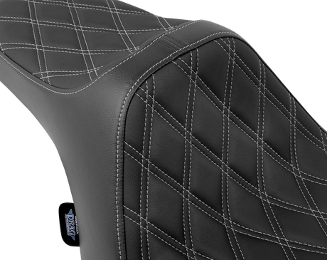Drag Specialties Seats Predator III Double Diamond Seat with Silver Stitching for Harley FLT/FLH 2023-2024 – Model 4686C