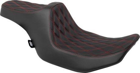 Drag Specialties Seats Predator III Double Diamond Seat with Red Stitched Finish for Harley FLT/FLH 2023-2024 - Part 4686D