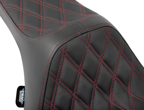 Drag Specialties Seats Predator III Double Diamond Seat with Red Stitched Finish for Harley FLT/FLH 2023-2024 - Part 4686D