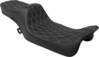 Drag Specialties Seats Predator III Extended Reach Double Diamond Seat for Harley FLH/FLT 2008-2024 with Silver Stitching