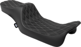 Drag Specialties Seats Predator III Extended Reach Double Diamond Seat for Harley FLH/FLT 2008-2024 with Silver Stitching