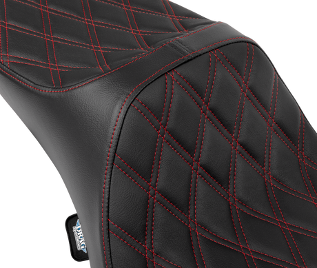 Drag Specialties Seats Predator III Extended Reach Double Diamond Seat for Harley FLH/FLT 2008-2024 with Red Stitching - Part 4687D