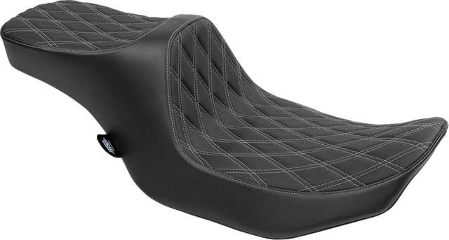 DRAG SPECIALTIES SEATS Predator III 2-Up Seat for Harley FLT/FLH 2023-2024 – Vinyl Double Diamond Silver Stitching