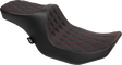 DRAG SPECIALTIES SEATS Predator III 2-Up Seat - Vinyl with Red Stitching for Harley FLT/FLH 2023-2024 - Model 4690D