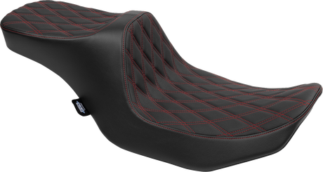 DRAG SPECIALTIES SEATS Predator III 2-Up Seat - Vinyl with Red Stitching for Harley FLT/FLH 2023-2024 - Model 4690D