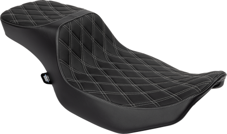 Drag Specialties Seats Performance Predator 2-Up Seat with Extended Reach for Harley-Davidson Touring Models – Silver Double Diamond Stitch, Part #4691C