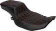 Drag Specialties Seats Performance Predator 2-Up Seat with Extended Reach for Harley-Davidson Models, Red Vinyl with Double Diamond Stitch Part 4691D