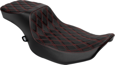 Drag Specialties Seats Performance Predator 2-Up Seat with Extended Reach for Harley-Davidson Models, Red Vinyl with Double Diamond Stitch Part 4691D