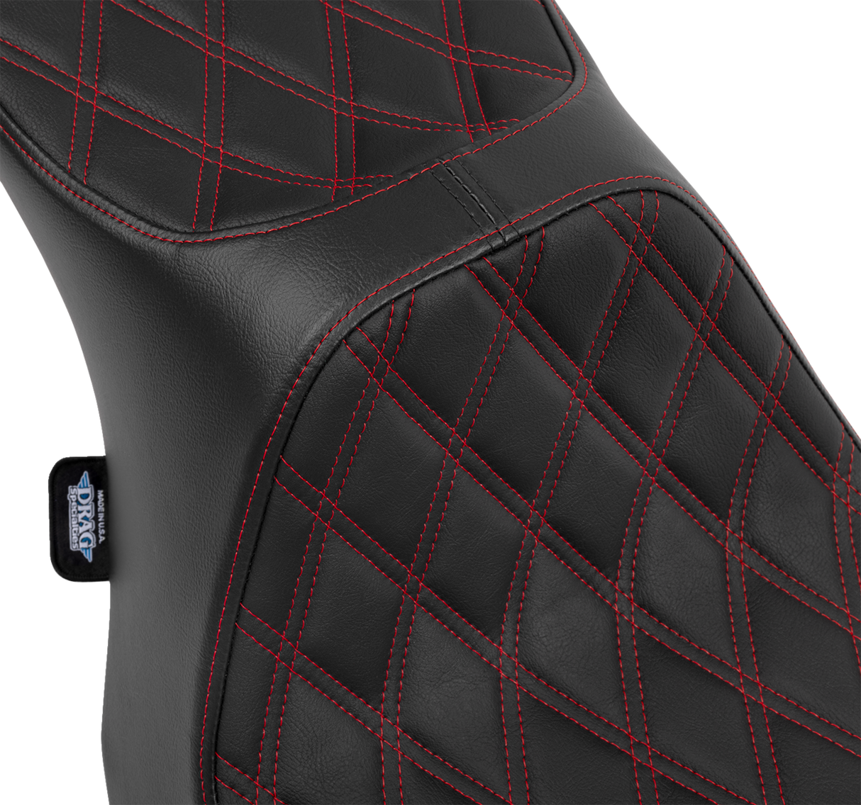 DRAG SPECIALTIES SEATS Predator III 2-Up Seat - Vinyl with Red Stitching for Harley FLT/FLH 2023-2024 - Model 4690D
