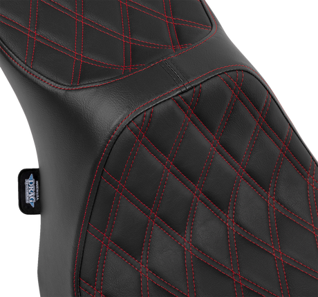 DRAG SPECIALTIES SEATS Predator III 2-Up Seat - Vinyl with Red Stitching for Harley FLT/FLH 2023-2024 - Model 4690D