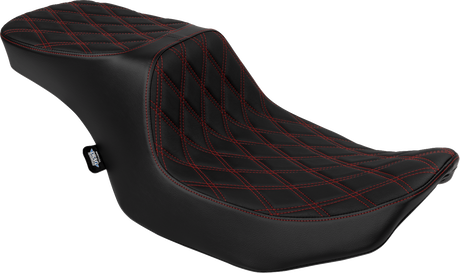Drag Specialties Seats Predator 2-Up Seat - Vinyl with Double Diamond Red Stitch - Fits 2023-2024 Harley FLT/FLH Models - Part #4692D
