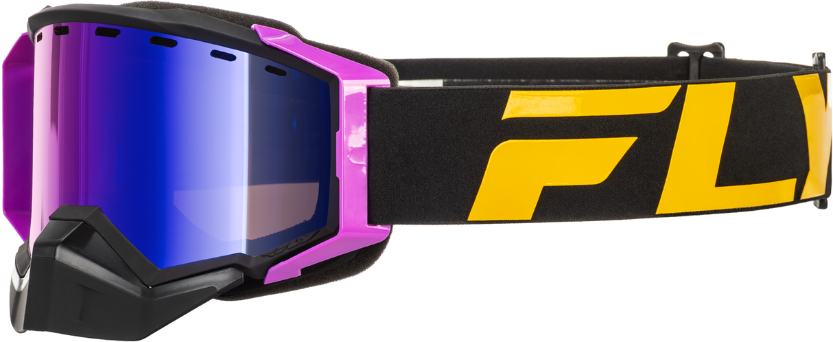 Fly Racing Zone Elite Sn Goggle Black/Pink with Purple Mirror and Plated Rose Lens