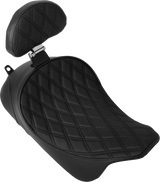 Drag Specialties Seats Solo Front Seat with Backrest Option for Harley-Davidson FL Models 2008-2023, Double Diamond Black Stitch Part 4699B