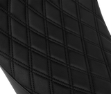 Drag Specialties Seats Solo Front Seat with Backrest Option for Harley-Davidson FL Models 2008-2023, Double Diamond Black Stitch Part 4699B