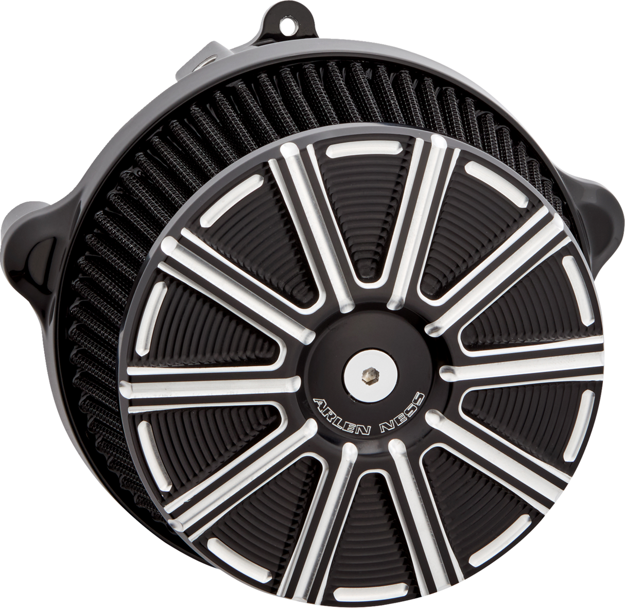 ARLEN NESS Big Sucker™ Stage 1 Air Cleaner Kit with Cover - 10 Gauge - Black with Machined Accents 600-307