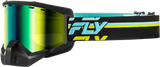 Fly Racing Focus Snow Goggle Black/Hi Vis with Green Mirror and Yellow Lens - Compatible with Snowmobile, Ski, and Snowboard Helmets
