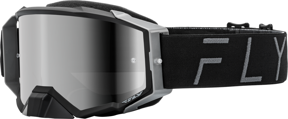 Fly Racing Zone Pro Goggle Black/Grey with Black Mirror/Smoke Lens - Compatible with ATV, Dirt Bike, and Motocross