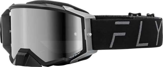 Fly Racing Zone Pro Goggle Black/Grey with Black Mirror/Smoke Lens - Compatible with ATV, Dirt Bike, and Motocross