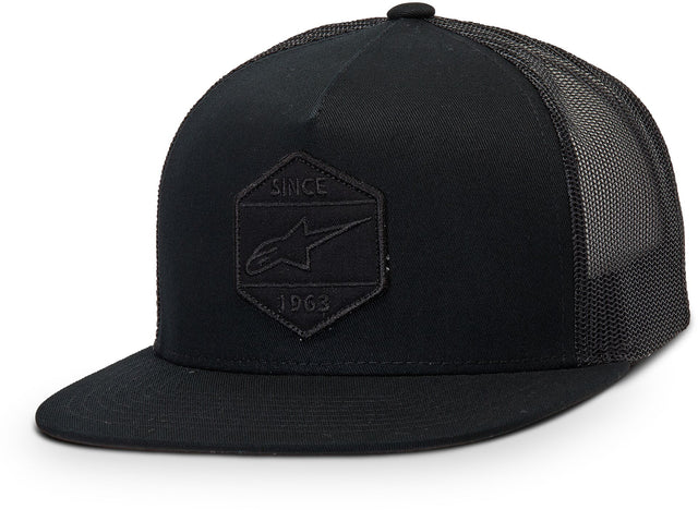 Alpinestars Bolt Trucker Hat Black/Black - Adjustable Mesh Cap with Embroidered Logo for Motorcycle and Off-Road Enthusiasts