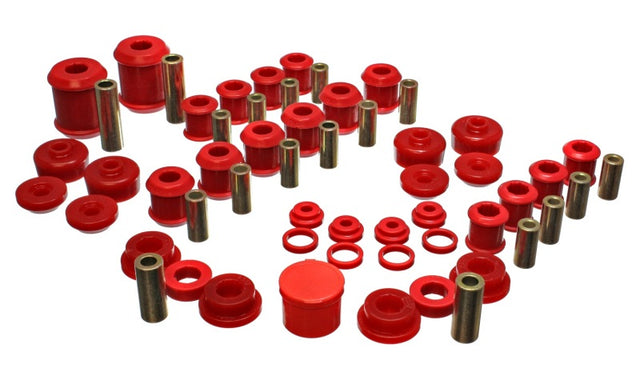 Energy Suspension 5.18107R Hyper-Flex Master Bushing Set for 1995-1998 Mitsubishi Eclipse - Red polyurethane performance components for FWD/AWD models